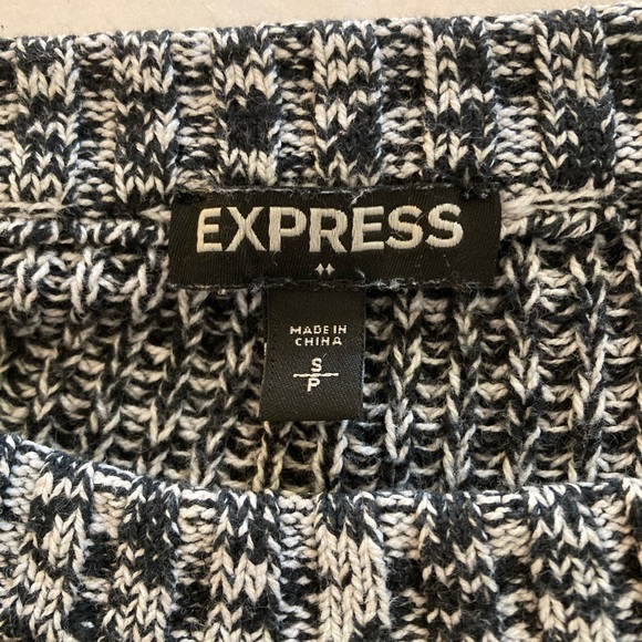 Express Tunic Sweater Womens Small Black White Marbled Cable Knit Oversized - Picture 2 of 7
